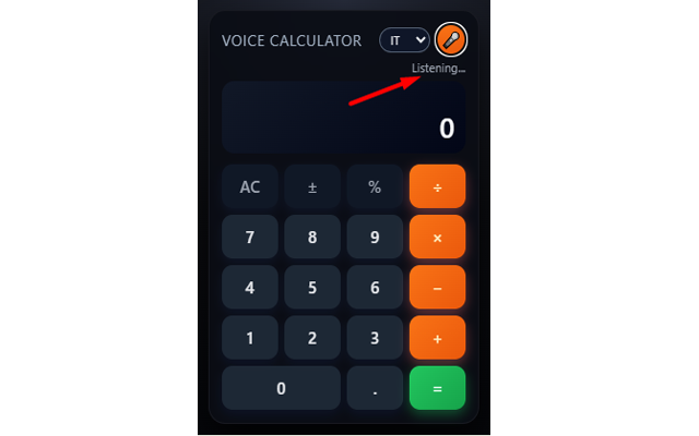 Free Voice Calculator popup with modern interface