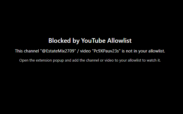 Blocked video full-screen message on YouTube